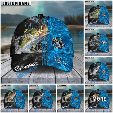 BlueJose Fishing Sparkling Water Smoke Pattern Design Personalized Cap (13 Breeds)