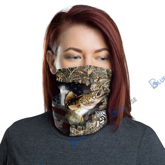 BlueJose Walleye Cross Camo Fishing Neck Gaiter