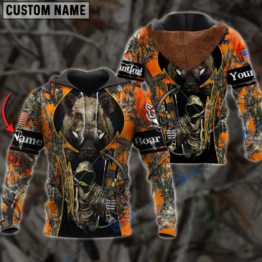 BlueJose Customized Name Boar Hunting Grim Reaper 3D Shirts