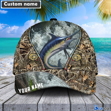 BlueJose Custom Name Blue Marlin Fishing Rod Cap