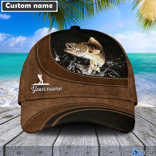 BlueJose Custom Name Walleye Fishing Happiness Cap