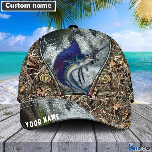 BlueJose Custom Name Sailfish Fishing Rod Cap