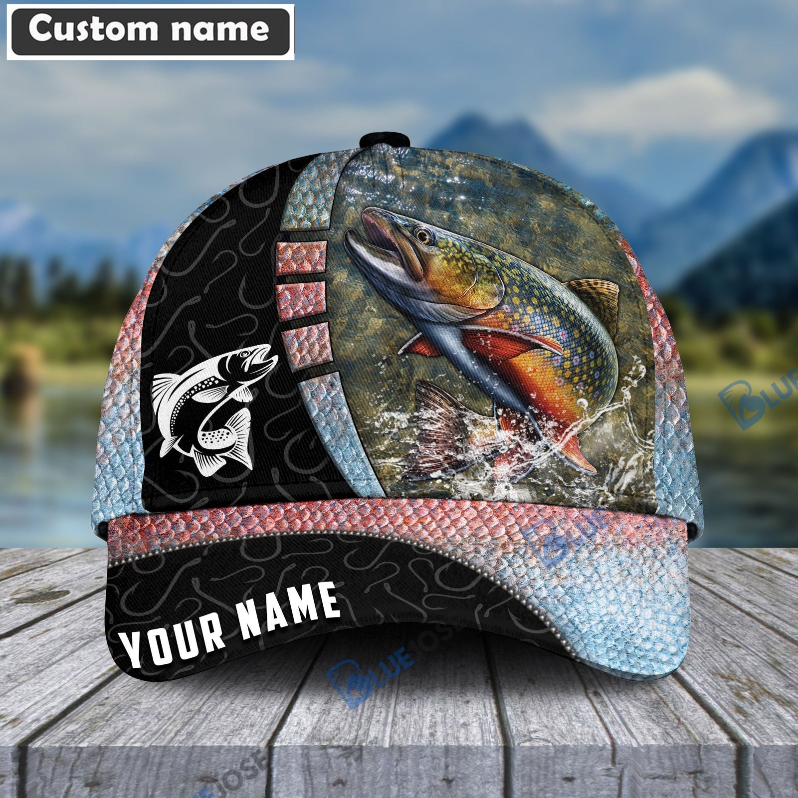BlueJose Personalized Trout Fishing Hook Camo Classic Cap