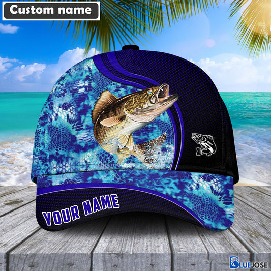 BlueJose Blue Patchy Walleye Fishing Personalized Cap