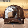 BlueJose Elk Hunting Leather Pattern Personalized Name Cap