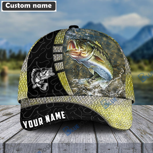 BlueJose Personalized Bass Fishing Hook Camo Classic Cap