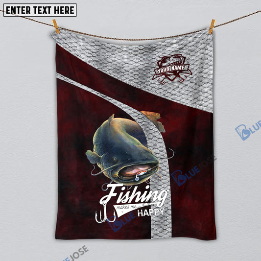 BlueJose Custom Name Catfish Fishing Red Blanket