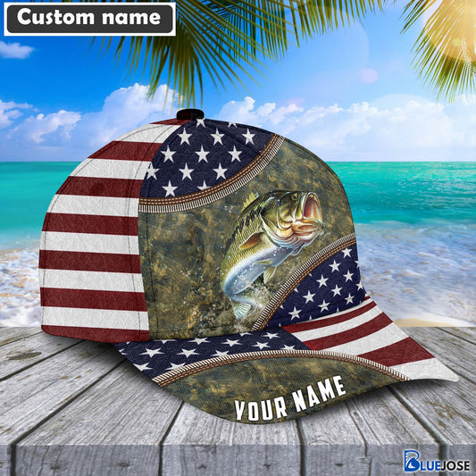 BlueJose Bass Zip Up Personalized Fishing Classic Cap