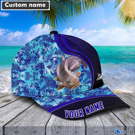 BlueJose Blue Patchy Catfish Fishing Personalized Cap