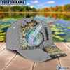 BlueJose Custom Name Wahoo Fishing Grey 3D Cap