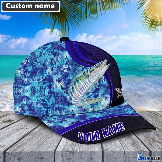 BlueJose Blue Patchy Wahoo Fishing Personalized Cap