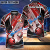 BlueJoses Bowling And Pins Dejavu Drift Multicolor Customized Name 3D Shirt ( 4 Colors )