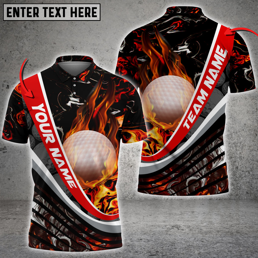 BlueJoses Golf Flaming Magma Multicolor Customized Name 3D Shirt (4 Colors)