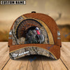 BlueJose Turkey Hunting Light Brown Leather Pattern Personalized Name Cap