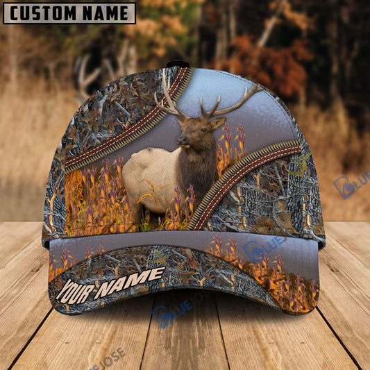 BlueJose Elk Hunting Forest Pattern Personalized Name Cap