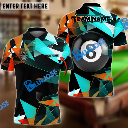 BlueJose Billiards Ball 8 Colorful Glass Personalized Name, Team Name Shirt (4 Colors)