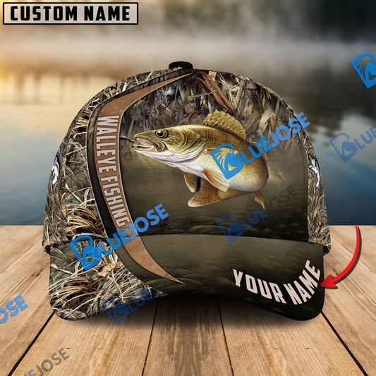 BlueJose Personalized Walleye Fishing Grass Nature Classic Cap