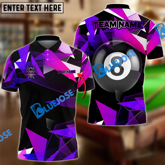 BlueJose Billiards Ball 8 Colorful Glass Personalized Name, Team Name Shirt (4 Colors)