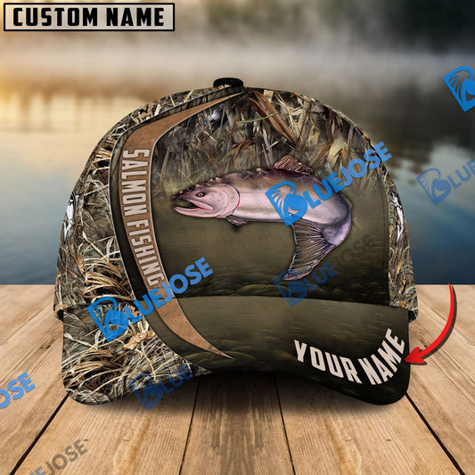 BlueJose Personalized Salmon Fishing Grass Nature Classic Cap