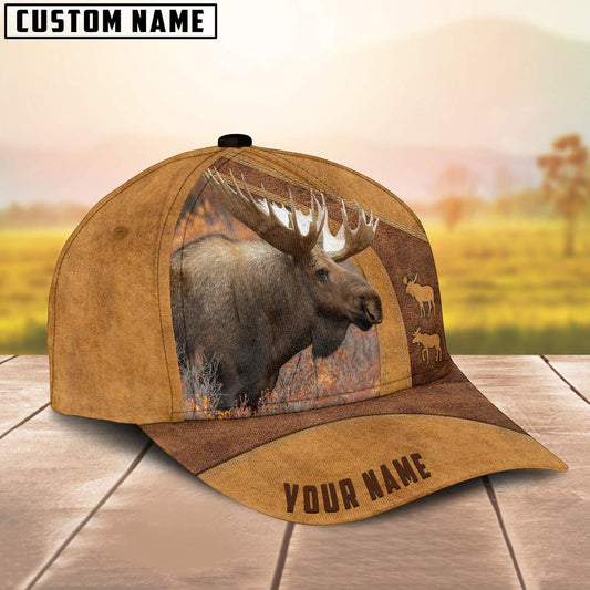 BlueJose Moose Hunting Brown Personalized Cap