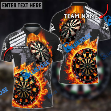 BlueJose Darts Wall Of Flame War Personalized Name, Team Name Shirt (5 Colors)