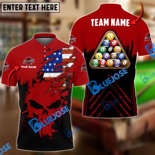 BlueJose Billiards Ball 8 Punished Skull Personalized Name, Team Name Shirt (6 Colors)