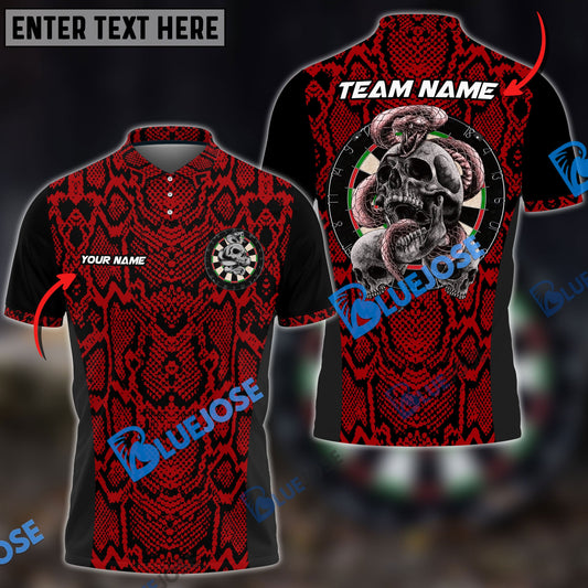 BlueJose Darts Skull Snake Skin Pattern Personalized Name, Team Name Shirt (6 Colors)