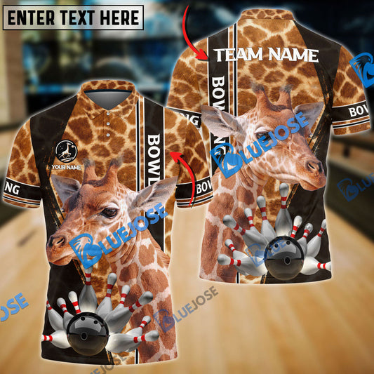 BlueJoses Bowling Giraffe Customized Name, Team Name 3D Shirt