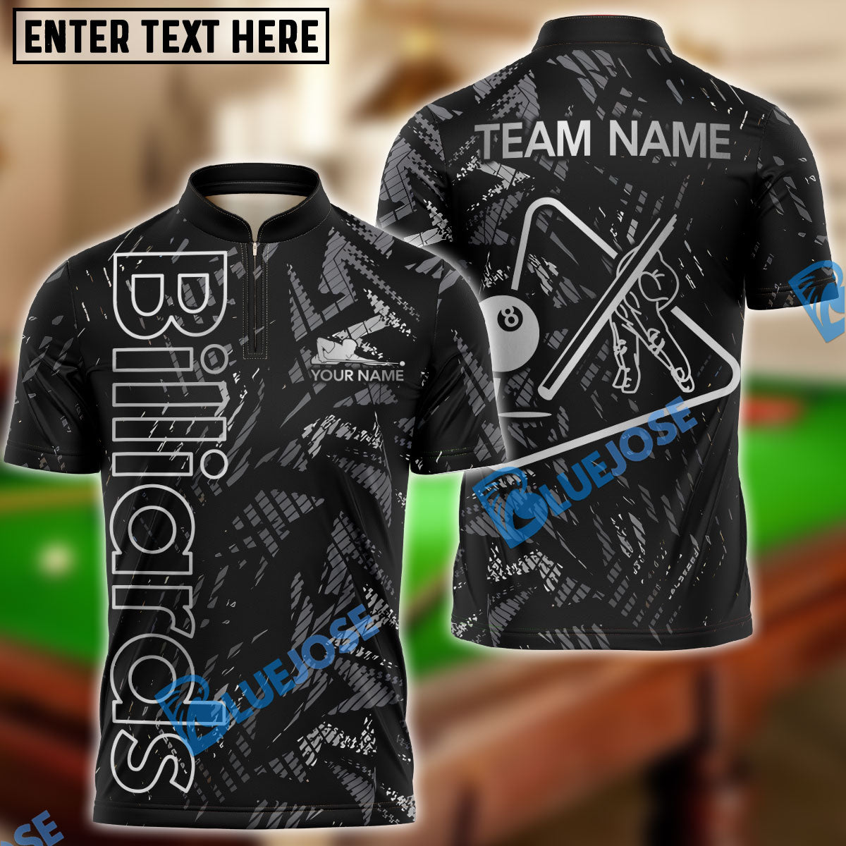 BlueJose Billiards Ball 8 New Metalic Style Personalized Name, Team Name Unisex Shirt ( 6 Colors )