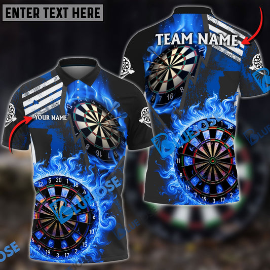 BlueJose Darts Wall Of Flame War Personalized Name, Team Name 3D Shirt (5 Colors)