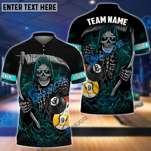 BlueJose Billiards Death Bringer Reaper Personalized Name, Team Name Unisex Shirt (4 Colors)