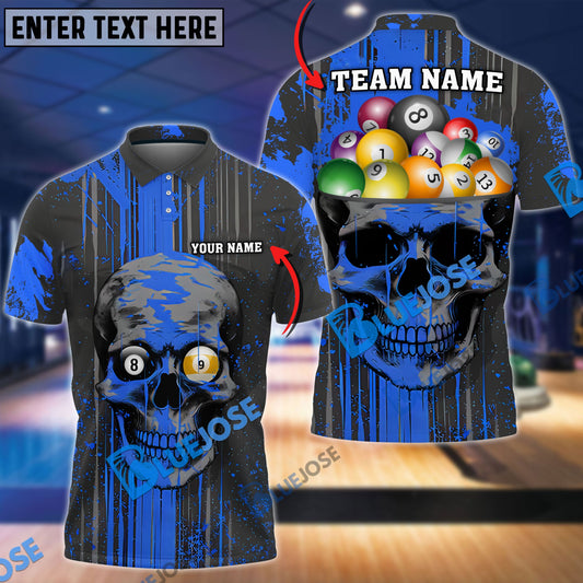 BlueJose Billiards Skull B-Head Personalized Name, Team Name Unisex Shirt ( 4 Colors )