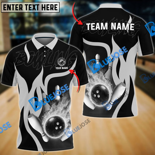 BlueJose Bowling And Pins Falling Meteor Customized Name 3D Shirt (4 Colors)