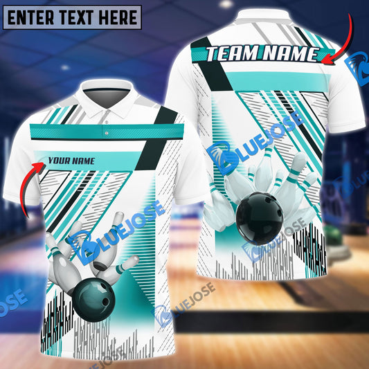 BlueJoses Bowling And Pins Lines Pattern Customized Name 3D Shirt ( 6 Colors)