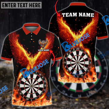 BlueJose Darts Rebirth Flame Phoenix Personalized Name, Team Name 3D Shirt (4 Colors)