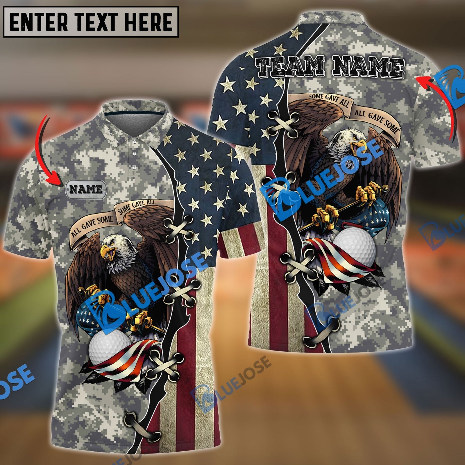 BlueJose Golf Eagles Army Customized Name, Team Name 3D Shirts (4 Colors)