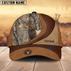 BlueJose Elk Hunting Brown Leather Pattern Personalized Name Cap (5 Colors)