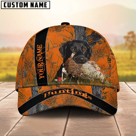 BlueJose Custom Name Hunting Duck Dog On Orange Camo Pattern Cap