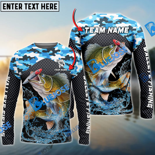 Bluejose Walleye Fishing Blue Camo Sport Custom Name Windbreaker Jacket