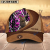 BlueJose Elk Hunting Brown Leather Pattern Personalized Name Cap (5 Colors)