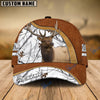 BlueJose Elk Hunting Light Brown Leather Pattern Personalized Name Cap