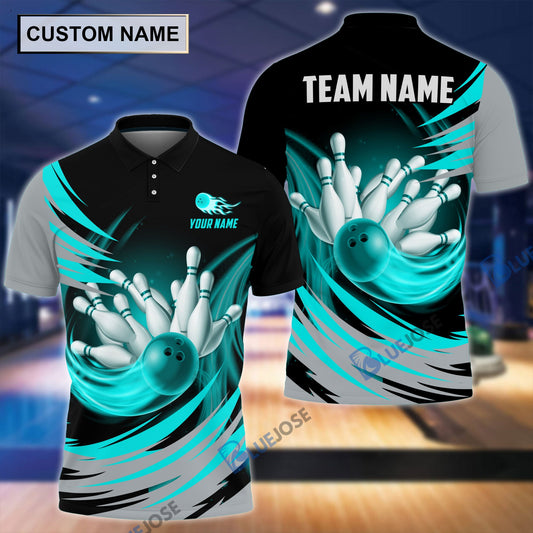 BlueJose Tornado Bowling And Pins Personalized Name Team Name 3D Shirt