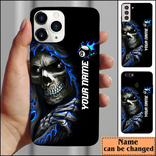 BlueJose Billiards Skull 8 Ball Personalized Name Phone Case