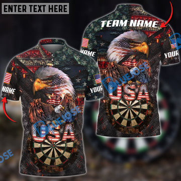BlueJose USA Pride Eagle Darts Personalized Name, Team Name Shirt