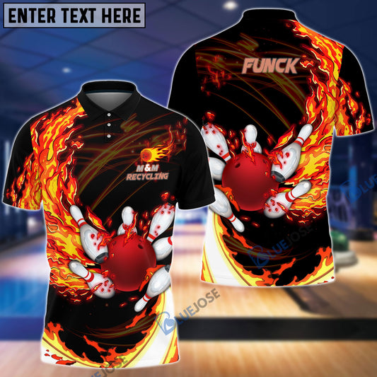 BlueJoses Fire Bowling And Pins Multicolor Option Customized Name 3D Shirt for Victor Funck