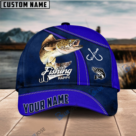 BlueJose Personalized Walleye Fishing Blue Cap