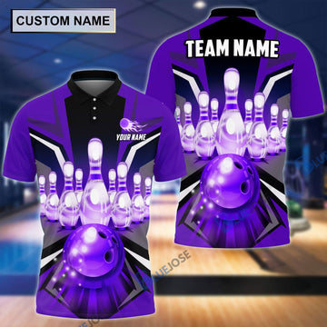 BlueJose Tornado Pattern Bowling And Pins Personalized Name Team Name 3D Shirt