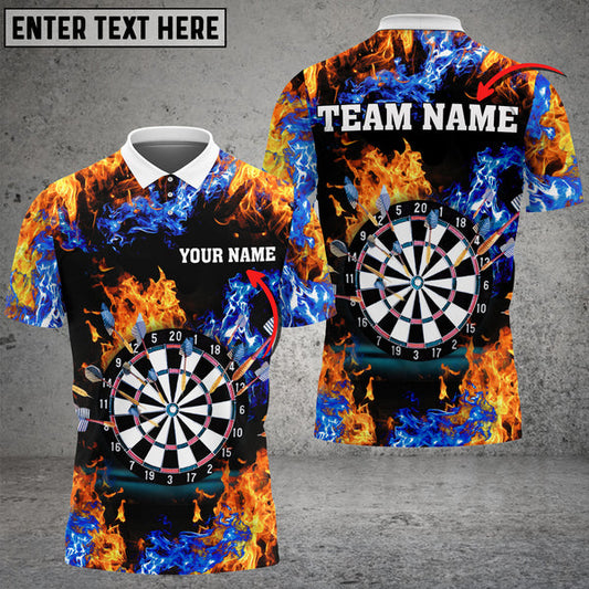 BlueJose Red And Blue Flame Darts Lightning Personalized Name Shirt