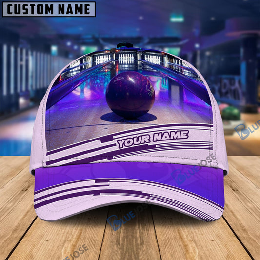 BlueJoses Purple Bowling Ball Personalized Name Cap