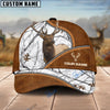 BlueJose Elk Hunting Premium Brown Leather Pattern Personalized Name Cap